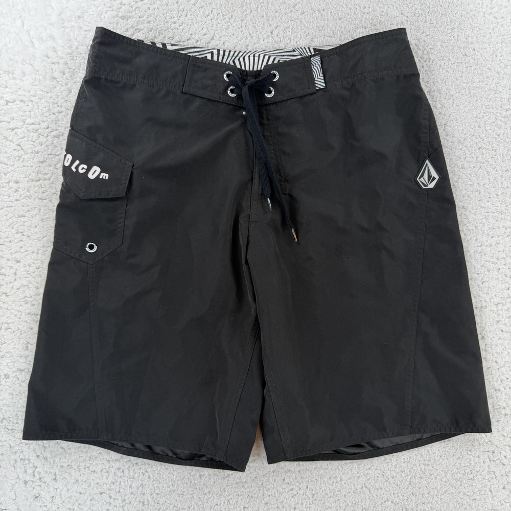 Volcom Board Shorts Mens 36 Black Hamachi Solid 22 Mod-Tech Surf Trunks A081815